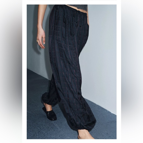 Zara Plaid Balloon Pants brown Blue - Picture 2 of 5